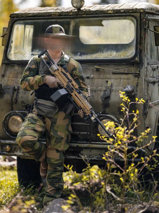 Locked and loaded.

Our Kandahar Combat Uniform, Range Shirt, Trucker Cap and Kongsberg Helmet Scrim in the wild.